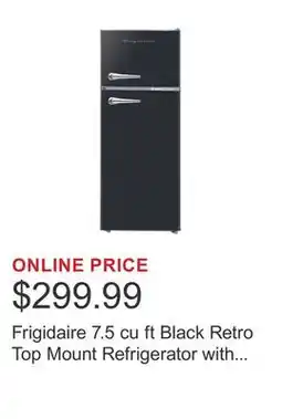 Costco Frigidaire 7.5 cu ft Black Retro Top Mount Refrigerator with Classic Chrome Handle offer