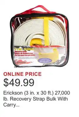 Costco Erickson (3 in. x 30 ft.) 27,000 lb. Recovery Strap Bulk With Carry Bag offer