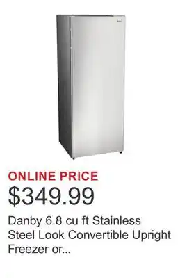 Costco Danby 6.8 cu ft Stainless Steel Look Convertible Upright Freezer or Fridge 5 Year Warranty offer