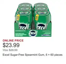 Costco Excel Sugar-Free Spearmint Gum, 6 × 60 pieces offer