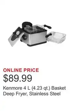 Costco Kenmore 4 L (4.23 qt.) Basket Deep Fryer, Stainless Steel offer