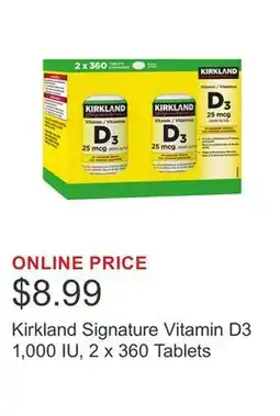 Costco Kirkland Signature Vitamin D3 1,000 IU, 2 x 360 Tablets offer