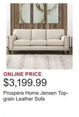 Costco Prospera Home Jensen Top-grain Leather Sofa offer