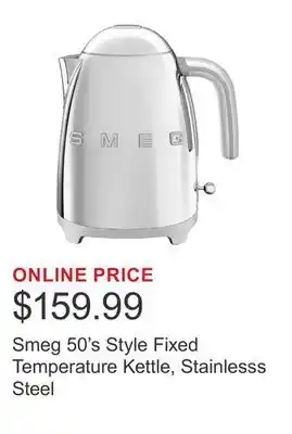 Costco Smeg 50's Style Fixed Temperature Kettle, Stainlesss Steel offer