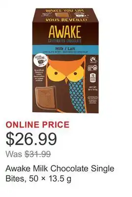 Costco Awake Milk Chocolate Single Bites, 50 × 13.5 g offer