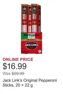 Costco Jack Link's Original Pepperoni Sticks, 20 × 22 g offer