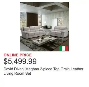 Costco David Divani Meghan 2-piece Top Grain Leather Living Room Set offer