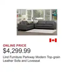 Costco Lind Furniture Parkway Modern Top-grain Leather Sofa and Loveseat offer