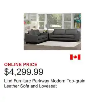 Costco Lind Furniture Parkway Modern Top-grain Leather Sofa and Loveseat offer