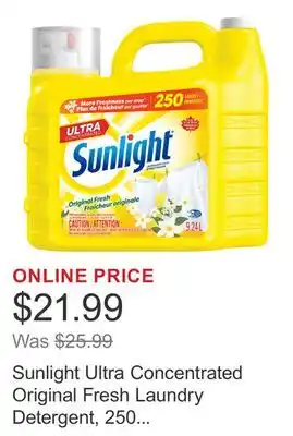 Costco Sunlight Ultra Concentrated Original Fresh Laundry Detergent, 250 Loads offer