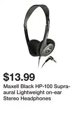 Newegg Maxell Black HP-100 Supra-aural Lightweight on-ear Stereo Headphones offer