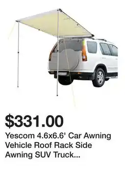 Newegg Yescom 4.6x6.6' Car Awning Vehicle Roof Rack Side Awning SUV Truck Van Rooftop for Camping offer