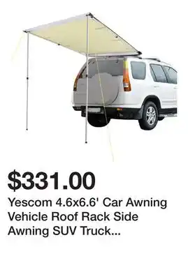 Newegg Yescom 4.6x6.6' Car Awning Vehicle Roof Rack Side Awning SUV Truck Van Rooftop for Camping offer