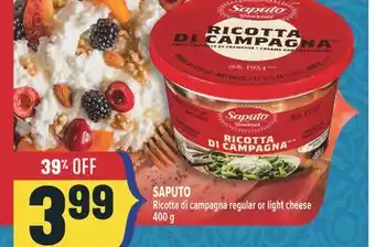 Marché Adonis SAPUTO Ricotta di campagna regular or light cheese offer