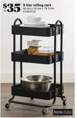 Giant Tiger 3-tier rolling cart offer