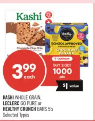 Shoppers Drug Mart KASHI WHOLE GRAIN, LECLERC GO PURE or HEALTHY CRUNCH BARS offer