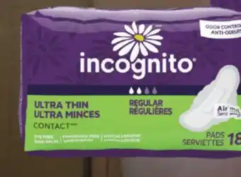 Familiprix INCOGNITO Selected pads or pantiliners offer