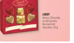 Familiprix LINDT, Amour, Assorted milk chocolates, 30 g offer