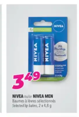 Familiprix NIVEA or NIVEA MEN, Selected lip balms, 2 x 4,8 g offer