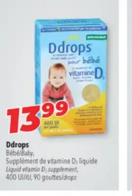 Familiprix Ddrops Baby, Liquid vitamin D3 supplement, 400 IU, 90 drops offer