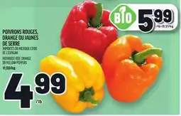 Metro POIVRONS ROUGES, ORANGE OU JAUNES DE SERRE | HOTHOUSE RED, ORANGE OR YELLOW PEPPERS offer