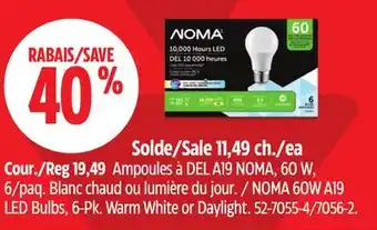 Canadian Tire NOMA 60W A19 LED Bulbs, 6-Pk offer