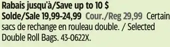 Canadian Tire FoodSaver Selected Double Roll Bags offer