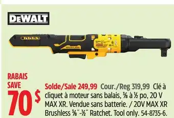 Canadian Tire DEWALT 20V MAX XR Brushless 3⁄8˝-1⁄2˝ Ratchet offer