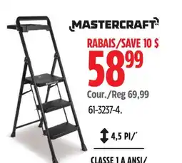 Canadian Tire Mastercraft 3-Step Ladder Heavy-Duty Metal/Plastic Folding Step Stool, 300-lb, 4.5 ft offer