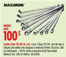 Canadian Tire MAXIMUM 10-Pc Extra-Long Box-End Flex-Head Wrench Set offer