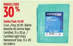 Canadian Tire Certified Light-Duty Waterproof Tarp, 15 x 20´ offer