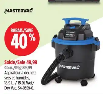 Canadian Tire Mastervac 18.9L Wet/ Dry Vac offer