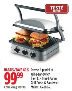 Canadian Tire Cuisinart 5-in-1 Panini Grill Press & Sandwich Maker offer