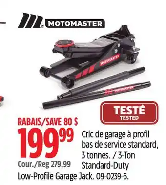 Canadian Tire MotoMaster 3-Ton Standard-Duty Low-Profile Garage Jack offer