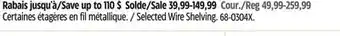 Canadian Tire Selected Wire Shelving offer