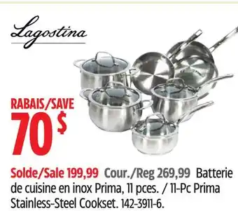 Canadian Tire Lagostina 11-Pc Prima Stainless-Steel Cookset offer