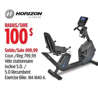 Canadian Tire Horizon 5.0 Recumbent Exercise Bike offer