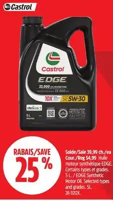 Canadian Tire Castrol EDGE Synthetic Motor Oil offer