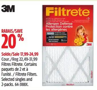 Canadian Tire 3M Filtrete Filters offer