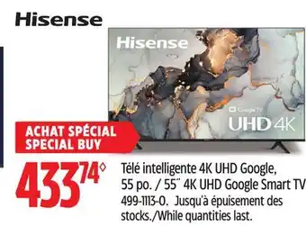 Canadian Tire Hisense 55 4K UHD Google Smart TV offer