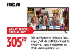 Canadian Tire RCA 43˝ 4K UHD Roku Smart TV offer