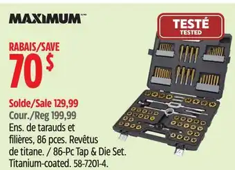 Canadian Tire MAXIMUM 86-Pc Tap & Die Set offer