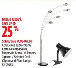 Canadian Tire Selected Desk, Clip-on and Floor Lamps offer