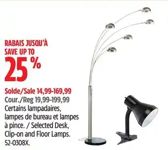 Canadian Tire Selected Desk, Clip-on and Floor Lamps offer