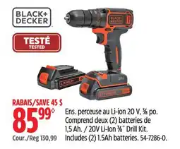 Canadian Tire Black & Decker 20V Li-Ion 3/8 Drill Kit offer