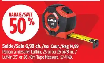 Canadian Tire Lufkin 25' or 26'/8m Tape Measure offer