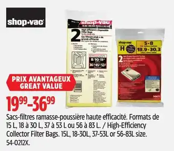Canadian Tire Shop-Vac High-Efficiency Collector Filter Bags offer