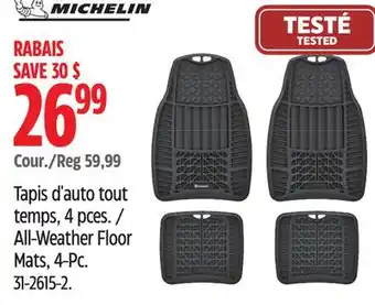 Canadian Tire Michelin All-Weather Floor Mats, 4-Pc offer