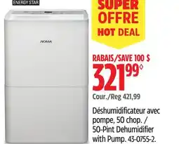 Canadian Tire NOMA 50-Pint Dehumidifier with Pump offer