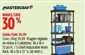 Canadian Tire Mastercraft 5-Shelf Adjustable Resin Rack offer